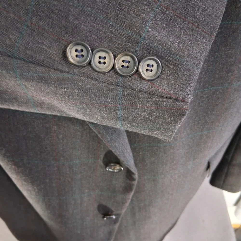 Palm Beach Suit 52R 50x28 Brown Windowpane Plaid Two Button Semi Structured